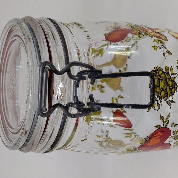 Vintage Arc France Spice of Life Print Glass Hinged Canister‎ 1 Liter - Picture 4 of 13